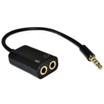 Gold Plated Headphone Mic Audio Splitter Cable Adapter 4positions to 2 x 3 pole 