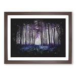 Path Through A Purple Forest Paint Splash Modern Art Framed Wall Art Print, Ready to Hang Picture for Living Room Bedroom Home Office Décor, Walnut A2 (64 x 46 cm)