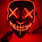 LED-mask Halloween Cosplay The Purge Election i ljus - ROKOO - Röd - PVC - 21x17,5 cm