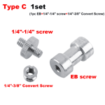5/10pcs Convert Screw Thread Adapter 1/4" To 3/8" 1set Type C