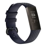 Fitbit Charge 3 flexibelt och mjukt klock armband av silikon med klassiskt lås, storlek L - Mörk Blå