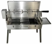 SunshineBBQs Portable Stainless Steel Charcoal BBQ with Rotisserie Spit Camping