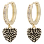 Snö of Sweden Stina Heart Ring Pendant Earring Gold/Black
