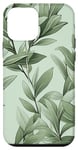iPhone 12 mini Sage green Leaves Botanical Plant Line Art Wildflower Floral Case