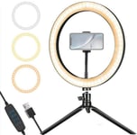 AJH USB LED Ring Light with Stand and Phone Holder, Camera Photo Video Lighting Kit for YouTube Video, Makeup, Selfie, Photography, Live Streaming