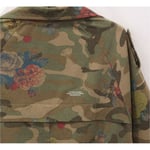 Women Jackets Army Green Camouflage Coat Zipper Cardigans Denim L