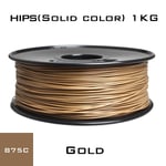 HIPS 1.75 Gold Nipseyteko filament pour impression 3D, consommable d'imprimante en plastique, couleur unie, haute qualité, 1.75mm diamètre, poids bobine 1kg