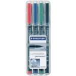 Staedtler Lumocolor 313WP4 Fine 0.4mm Permanent Marker - Assorted Colours (4 Pack)