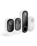 Arlo Apartment Home Security Kit (Indoor Camera x2, Video Doorbell, Chime), 2K, Night Vision, Light, Motion Sensor, Siren, 2-Way Audio, Smart Home Integration Secure Trial Period