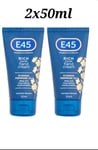 2 X E45 Rich 24hr Hand Cream 50ml--pack Of 2
