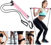 Artoflifer Exercise Resistance Band Yoga Pilates Bar Kit Portable Pilates Stick Muscle Toning Bar Home Gym Pilates with Foot Loop for Total Body Workout (Pink), rose