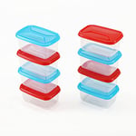 Cosmoplast 8 mini boîtes réfrigérateur, congélateur, micro-ondes. 4 rouges + 4 bleues. Idéal pour les portions et les aliments pour bébé. 100% fabriqué en Italie