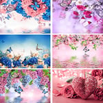 Photo Backgrounds butterfly flowers background for photography water reflection blue pink floral baby shower photo backdrop prop Vinyl-250x180cm