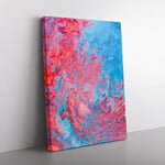 Learning From The Sea Abstract Blue, Purple, Pink Canvas Wall Art Print Ready to Hang, Framed Picture for Living Room Bedroom Home Office Décor, 76x50 cm (30x20 Inch)