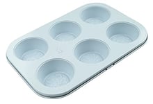 Tasty Muffin Tin with Sprinkled Structure, Baking Tray, 6 Muffins or Cupcakes, Traybake, Cake Mould, Non-Stick, Coated PFAS Free, Capacity Per Cup:100ml, 29x20x3cm, Light Blue