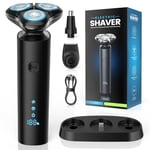ETROBOT Rasoirs Électriques Homme, 2025 Amélioré Tondeuse Barbe Homme, Rasoir Humide/Sec Étanche, Rechargeable Rasoir Electriques Hommes avec Ecran LCD, USB-C Charge Rapide