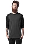 Urban Classics Men's Contrast Raglan 3/4 Sleeve T-Shirt, - cha/blk, Small
