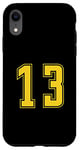 Coque pour iPhone XR Jaune Numéro 13 Équipe Sports Juniors Uniforme Numéroté