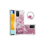 Samsung Galaxy A02s / A03s pinkki glitter hile sormuspidike suojakuori
