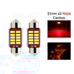c5w canbus 31mm röd led spollampor SV8.5 festoon 2-pack 12v Röd