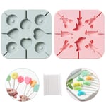 2 Pcs Chocolate Lollipop Candy Mould,Silicone Mold Jelly Mold,Mold Ice Cube Trays,Lobster Dolphin/Rainbow Candy Mould,Handmade Candy for Birthday Party + 100 Hard Paper Sticks