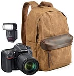 Camera Backpack, Large Capacity Front Open Waterproof Anti-shock SLR/Camera Rucksack Camera Travel Bag Professional Camera Bag,Khaki (Color : Khaki, Size : Khaki)
