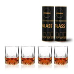 PATALACHI Whiskey Glasses 300ml Old Fashioned Capacity Crystal Whiskey Tumbler Thick Weighted Bottom for Drinking Bourbon Malt Cognac Irish Whisky Cocktails (Set of 4)