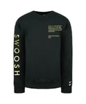 Nike Swoosh Long Sleeve Black Pullover Crew Neck Mens Sweaters DC2577 010 Cotton - Size Large