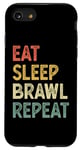 Coque pour iPhone SE (2020) / 7 / 8 Eat Sleep Brawl Repeat Stars Funny Video Gamer Gaming