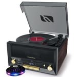 Système Chaîne Hifi - Muse MT-112W - CD 20W vintage avec platine Vinyle - CD/FM/USB/AUX - 33/45/78 tours - Lumière OVNI