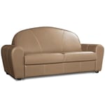 Canapé lit CLUB DELUXE convertible EXPRESS 120 cm cuir taupe clair matelas 16 cm