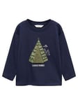 Mango Younger Boys 3D Teepee Long Sleeve Tshirt - Navy, Navy, Size 18-24 Months