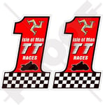 ISLE OF MAN TT Races Number 1 Manx Moto GP Racing Lot de 2 autocollants en vinyle pour casque de vélo 75 mm