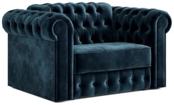 Jay-Be Chesterfield Velvet Cuddle Chair Sofa Bed - Ink Blue