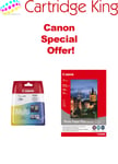 Canon PG-540 / CL-541 Ink Cartridge Combo Pack + Canon SG-201 Photo Paper 4x6in