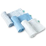 KOALA BABY CARE ® Muslinduk Soft Touch 80 x 80 cm 3-pakning - blå