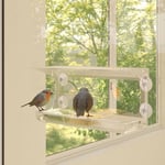 Fågelmatare för fönster 2 st akryl 30x12x15 cm