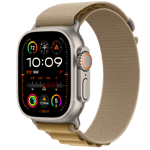 Apple Watch Ultra 2 (GPS + Cellular) • Titanboett naturlig, 49 mm • Bergsloop ljusbrun – S