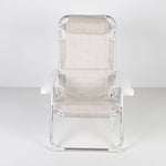 Aktive Beach Chair 2 In 1 Beige Folding With Cushion Silver