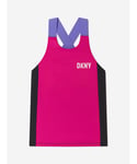 DKNY Girls Logo Print Sports Top - Pink NA - Size 16Y