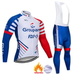 AJSJ 2019 New Cycling Team Bibs Pants Set Mens Winter Thermal Fleece Pro Bike Jacket Maillot Wear,Pic Color,Xs