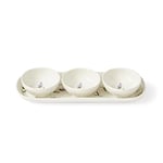 Portmeirion Sophie Conran Lavandula 4 Piece Bowl & Tray Set | Porcelain Chip & Dip Serving Set | White Small Serving Bowls for Side Dishes, Salsa, Appetizers | Serving Dishes for Entertaining