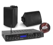 Ljudpaket med Bluetooth förstärkare och 2st vägghögtalare Fenton AV-150BT BGO40, Komplett ljudpaket med 2st högtalare förstärkare och högtalarkabel