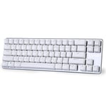 Qisan Mini Wired Mechanical Gaming Keyboard OUTEMU Brown Switch 68-Keys (60%) Gaming Keyboard - White Case Silver Tone Plate Magicforce