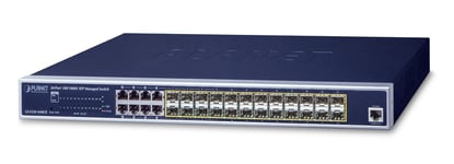 PLANET GS-5220-16S8CR nettverkssvitsj Håndtert L2+ Gigabit Ethernet (10/100/1000) 1U Blå