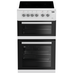 Beko 50cm Double Oven Electric Cooker with Ceramic Hob - White