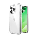 Speck Coque Transparente pour iPhone 15 Pro, Fine, Compatible avec MagSafe, Protection Contre Les Chutes, résistante aux Rayures, Anti-jaunissement, Coque de téléphone de 6,1 Pouces – GemShell Clear