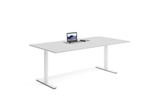Wulff Hev senk skrivebord 200x100cm 670-1170 mm (slaglengde 500 mm) Färg på stativ: Hvit - bordsskiva: Lysegrå