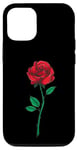 Coque pour iPhone 13 Rose rouge simple poche fleur romantique amour poche