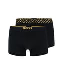 Hugo Boss 2 Pack Mens Gold Trunk - Black/Gold Cotton - Size X-Large